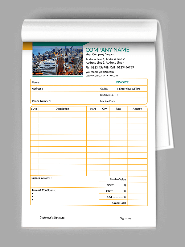 Custom Construction Bill Book