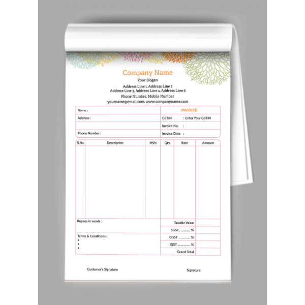 Florist Bill Book Florist Bill Book