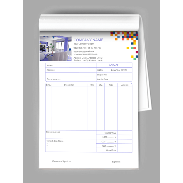 Coloful Pattern Bill Book Coloful Pattern Bill Book
