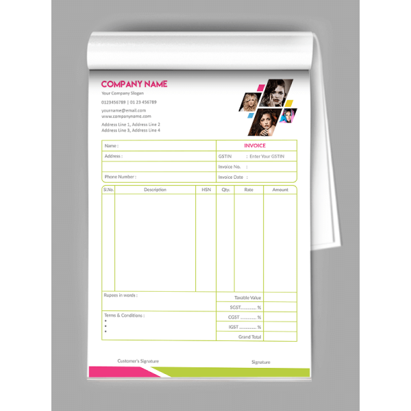 Pink Aand Green Bill Book