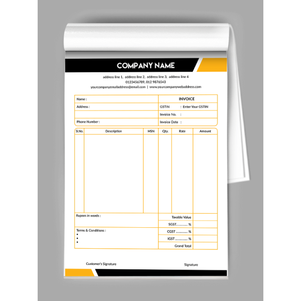 Black And Yellow Bill Book Black And Yellow Bill Book