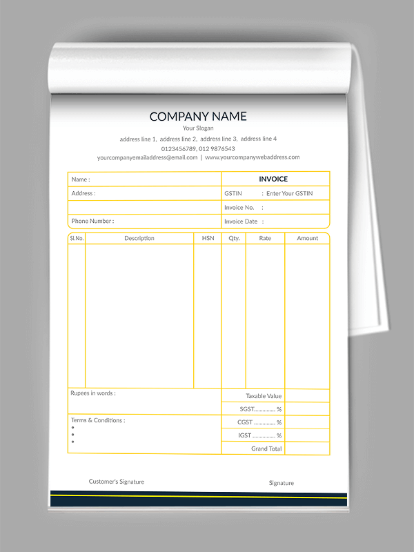 Custom Plain Bill Book