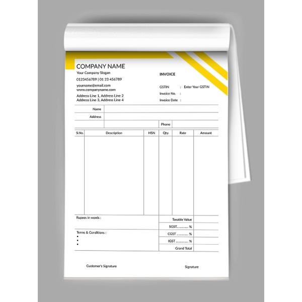 Yellow and Black Bill Book Yellow and Black Bill Book