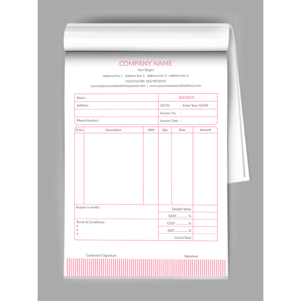 Pink Stripes Bill Book Pink Stripes Bill Book