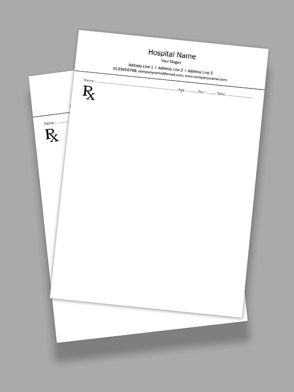 Custom Simple Black & White Prescription Pad Design