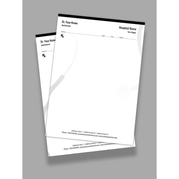 Simple Black & White Prescription Pad Design Simple Black & White Prescription Pad Design
