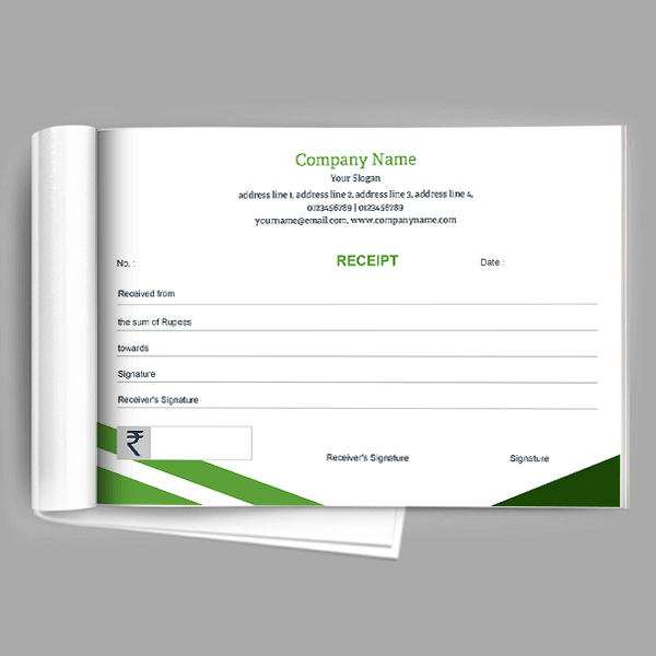 Custom Green Receipt Book