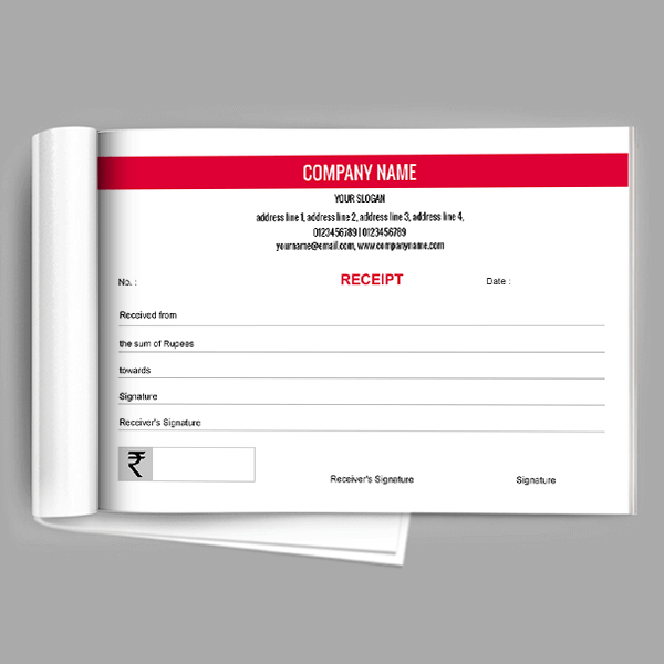 Custom Red And White Receipt Book