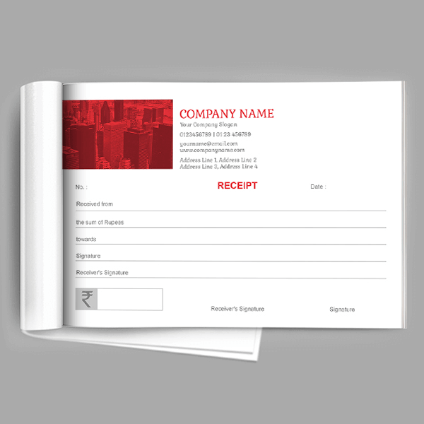 Custom Red And White Receipt Book