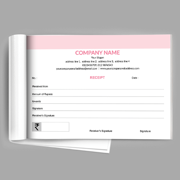 Custom Light Pink Receipt Book