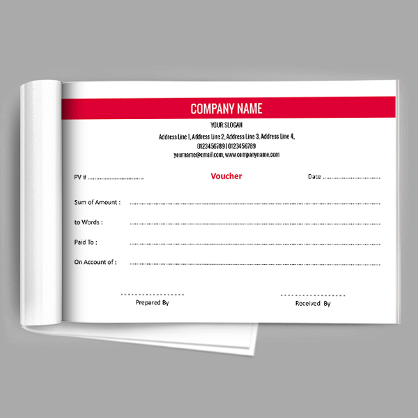 Custom Red And White Voucher Book