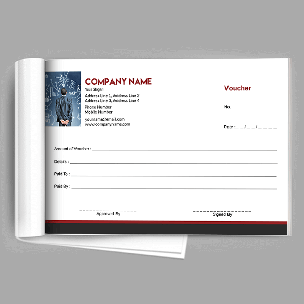 Custom Red And Grey Voucher Book