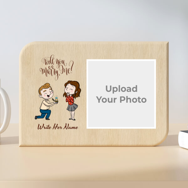 Custom Will You Marry Me Design Landscape Wooden Photo Stand