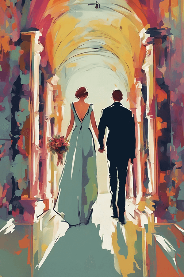 couple walking down a aisle