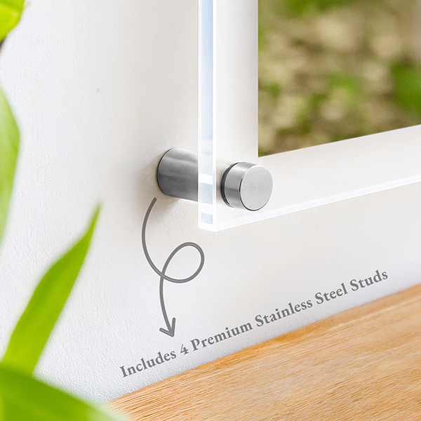 Floating Acrylic Photo Frames Specifications - Premium Steel Studs