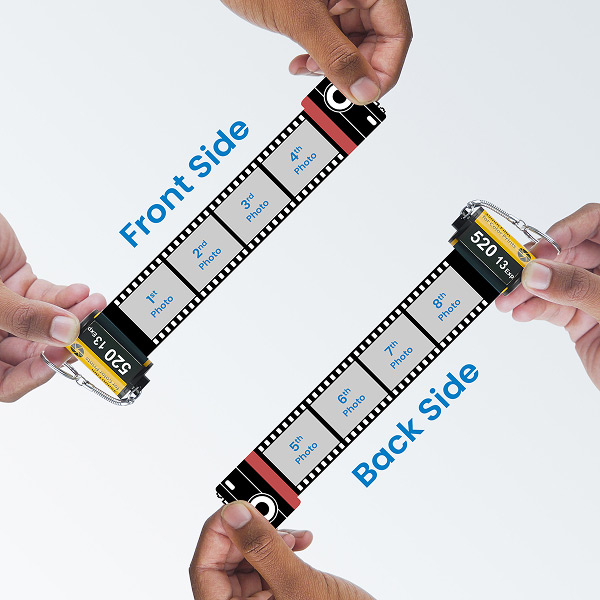 8 Pics Camera Film Roll Keychain